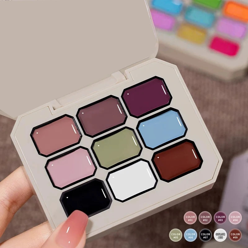 Ensemble de vernis à ongles 9 couleurs pour techniciens et débutants | Gel dégradé à haute saturation | Teintes pour manucure française