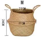 Panier suspendu en osier tressé à la main en herbe marine | Housse de pot de plante et panier de rangement | Gain de place