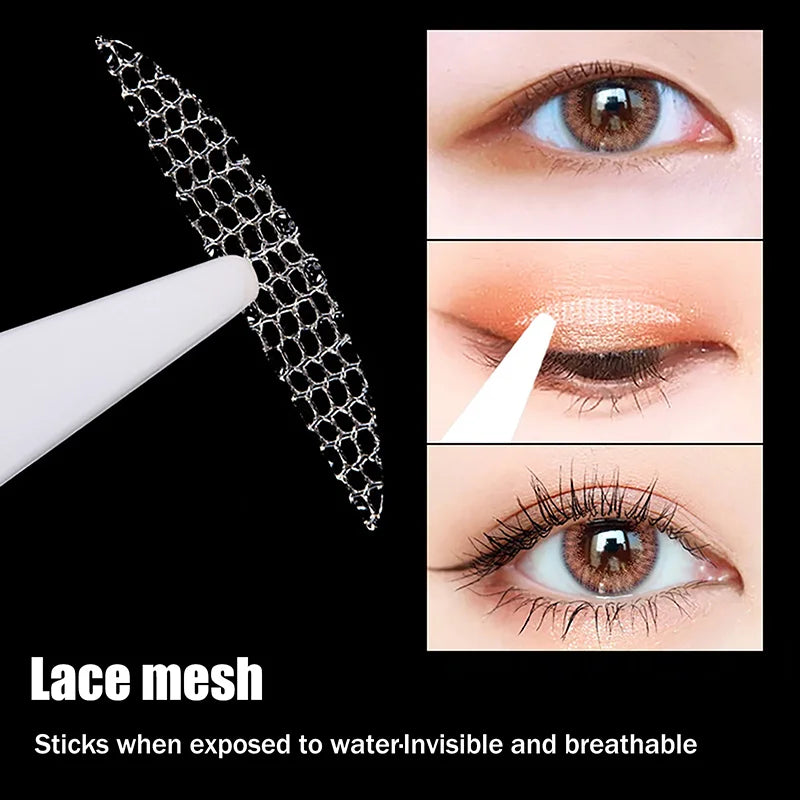 Bande Adhésive pour Double Paupière | Adhésif Activé par l'Eau | Fibrille en Dentelle 10 Feuilles | Aspect Naturel