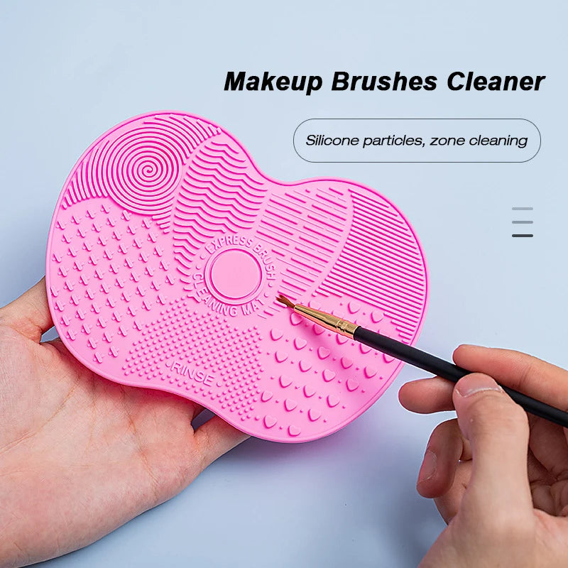 Tampon Nettoyeur de Pinceaux de Maquillage en Silicone | Surface Texturée à Gommage & Ventouse | Nettoyage en Profondeur