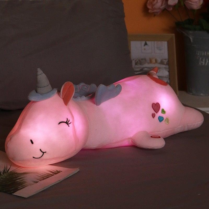 Veilleuse Licorne en Peluche pour Enfants | Lumière LED Arc-en-ciel | Peluche Douce de 60 cm | Compagnon Réconfortant pour le Sommeil
