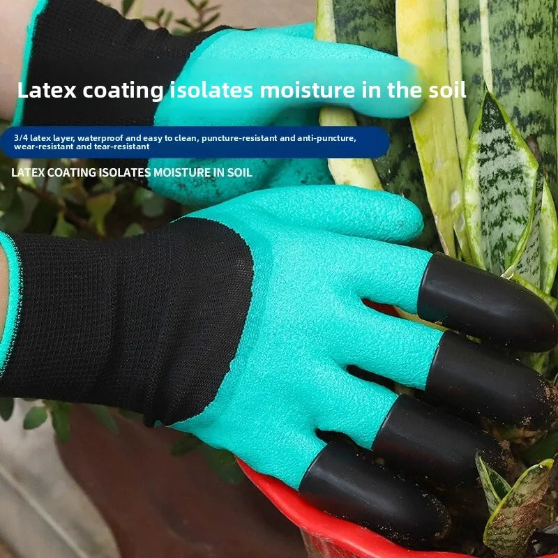 Gants de jardinage | Griffes intégrées pour creuser | Latex résistant aux perforations | Prise en main confortable