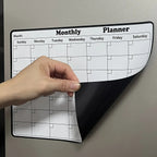 Calendrier Magnétique pour Réfrigérateur | Planificateur Mensuel Effaçable à Sec | Bloc-Notes Tableau Blanc