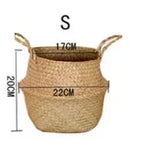 Panier suspendu en osier tressé à la main en herbe marine | Housse de pot de plante et panier de rangement | Gain de place