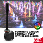 LumiStream - Pompe Fontaine Jardin avec 12 LED Colorées