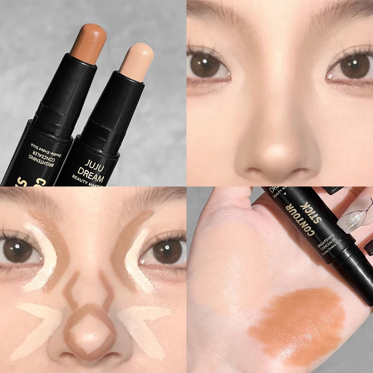 Stylo Contour Double Embout | Fond de Teint Crème & Anticernes | Couvrance Longue Durée