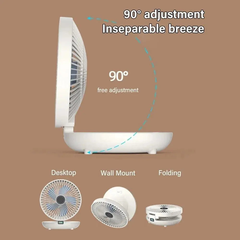 Ventilateur pliable portable | Double usage bureau et murale | Rechargeable USB, silencieux et longue autonomie