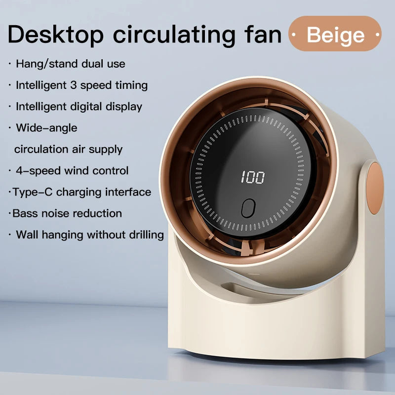 Ventilateur de bureau sans pales | 100 niveaux de vitesse | Alimenté par USB et portable | Fonctionnement ultra-silencieux