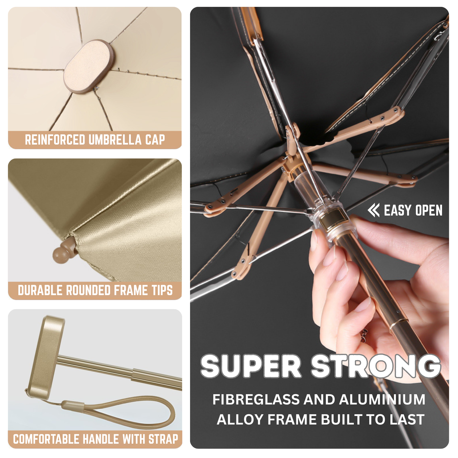 SunGuard - Mini Parapluie Compact UPF 50 Anti-UV et Pluie