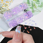 Set de strass pour nail art | Formes mixtes Aurora rose | Dos plat en verre 400 pcs | Manucure DIY