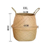 Panier suspendu en osier tressé à la main en herbe marine | Housse de pot de plante et panier de rangement | Gain de place