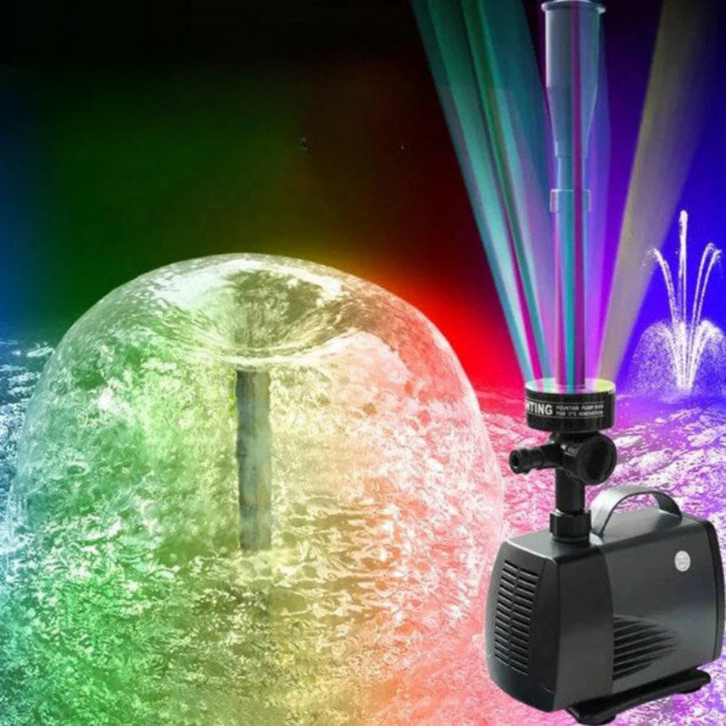 LumiStream - Pompe Fontaine Jardin avec 12 LED Colorées
