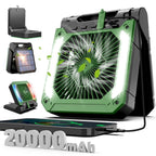 Ventilateur de camping sans fil | Lanterne LED rechargeable solaire et USB | Autonomie jusqu'à 58h