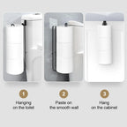 Support de papier toilette gain de place fixé au mur avec rouleaux visibles