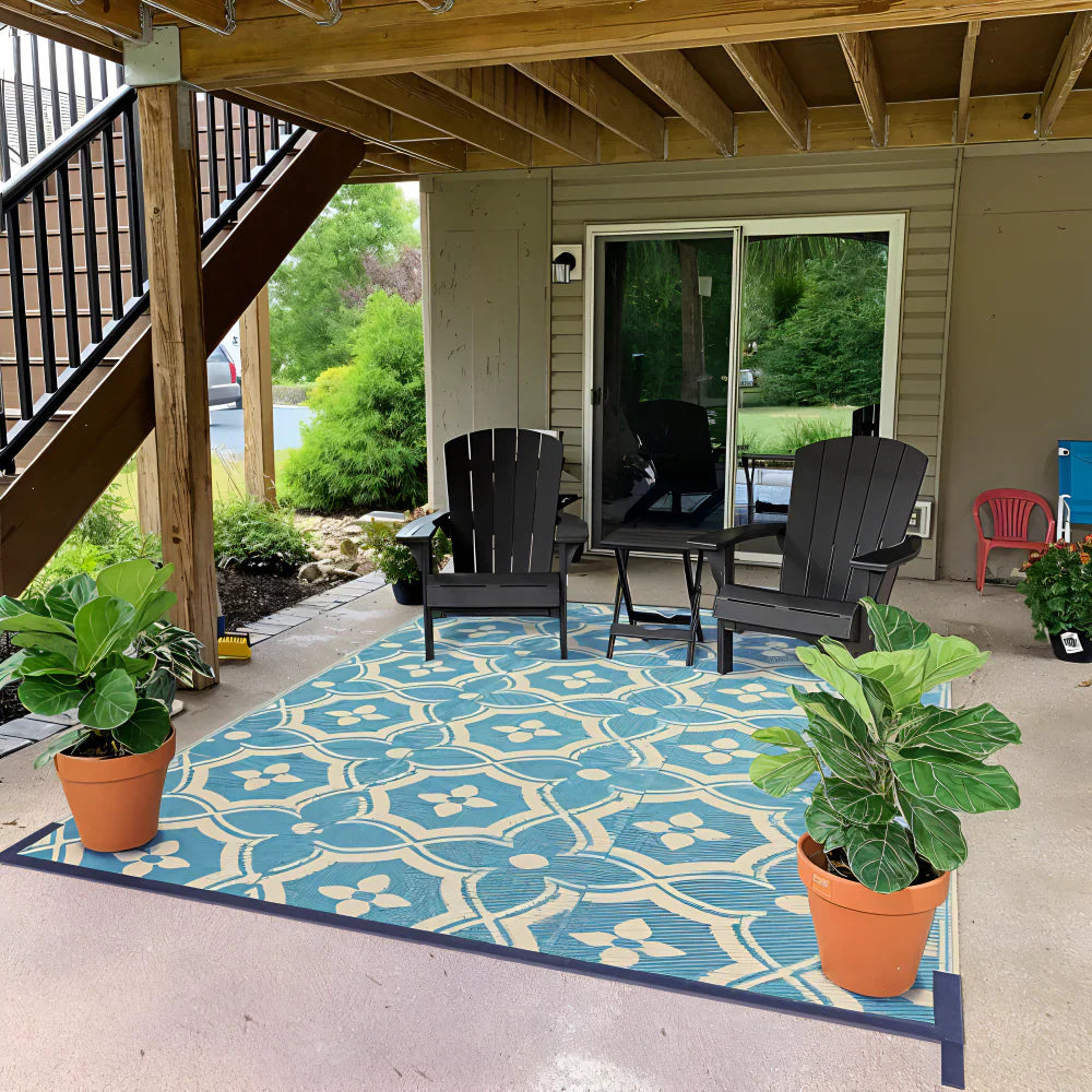 Tapis d'extérieur Lunévia plié pour un rangement facile