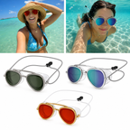 Vue angle trois quarts des lunettes de natation Aqualyss anti-éblouissement