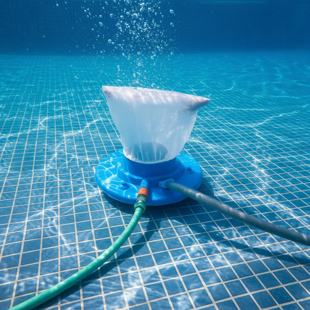 Aspirateur de piscine sans produits chimiques en cours d'utilisation