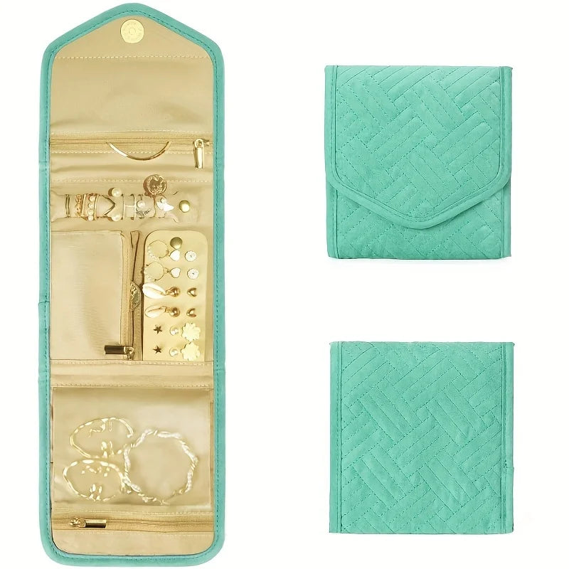 Organiseur de voyage pour bijoux et maquillage en format rouleau compact