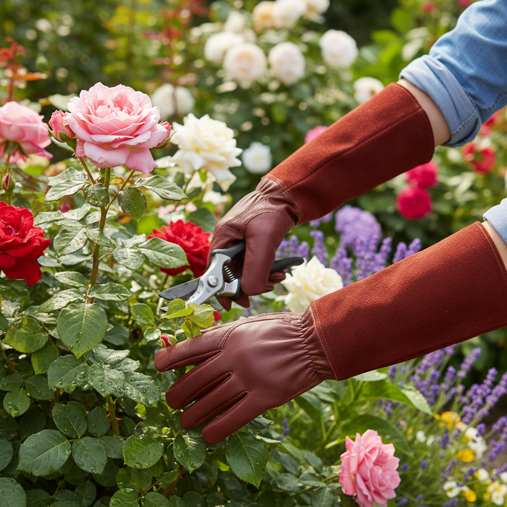 Gants de jardinage antidérapants montrant la paume et le dos