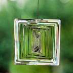 Moulin à vent de jardin 3D en acier inoxydable avec design carré rotatif