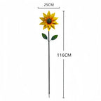 Décoration de jardin en forme de tournesol métallique avec pales rotatives au vent