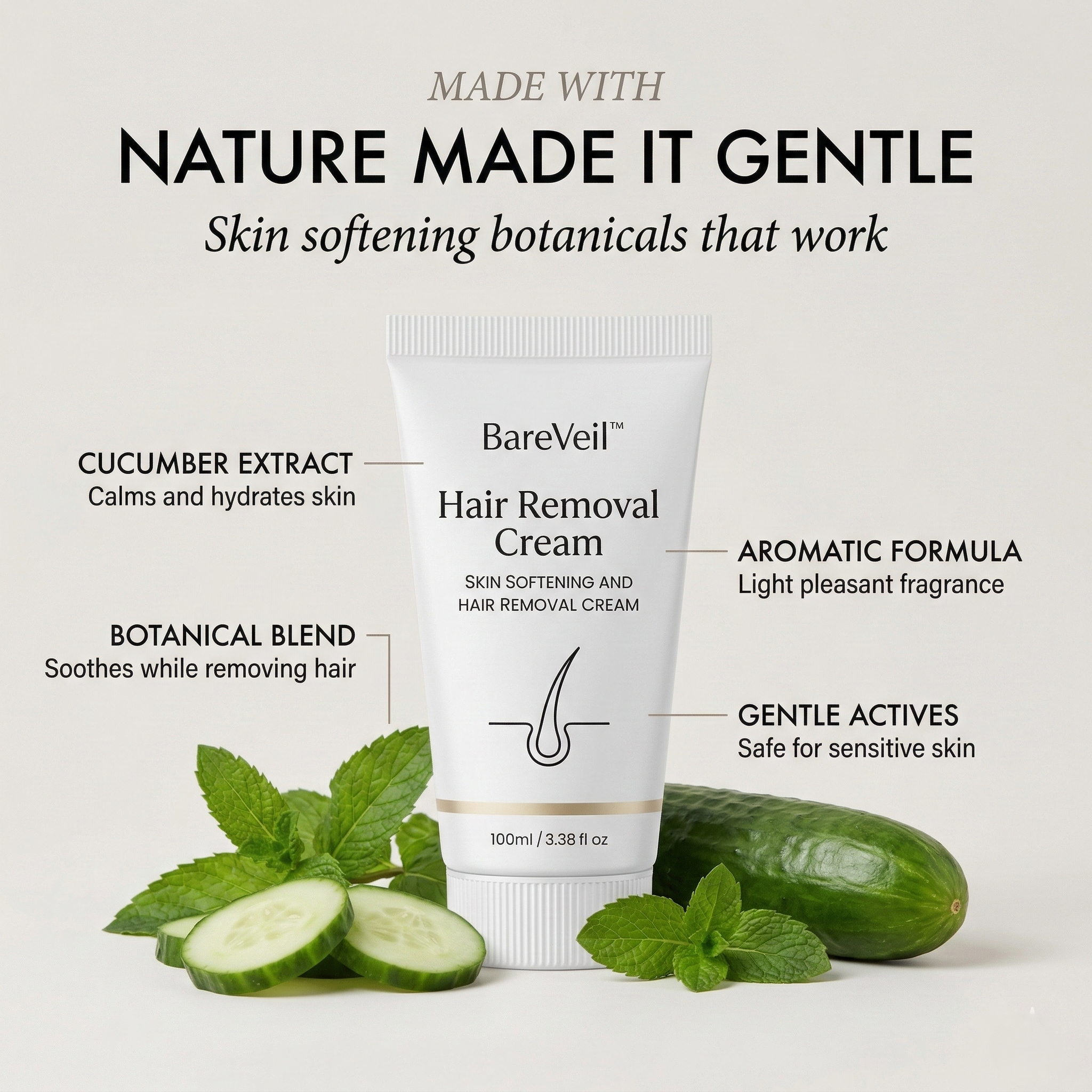 Présentation du produit Veloursa mettant en avant une peau lisse en quelques minutes