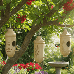 Set de mangeoires à oiseaux en bois suspendues pour jardin ou balcon
