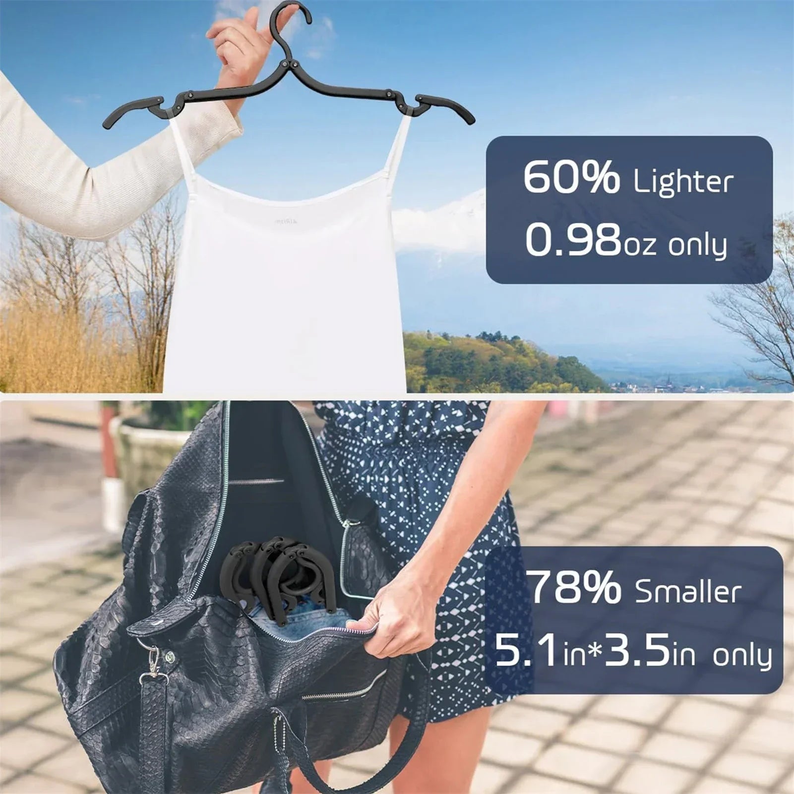 Cintre pliable Plivaro déplié pour suspendre chemise ou veste