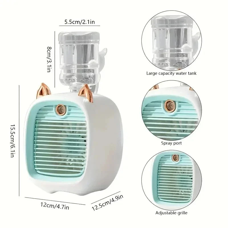 Mini climatiseur USB Brisora en utilisation près d'un ordinateur portable