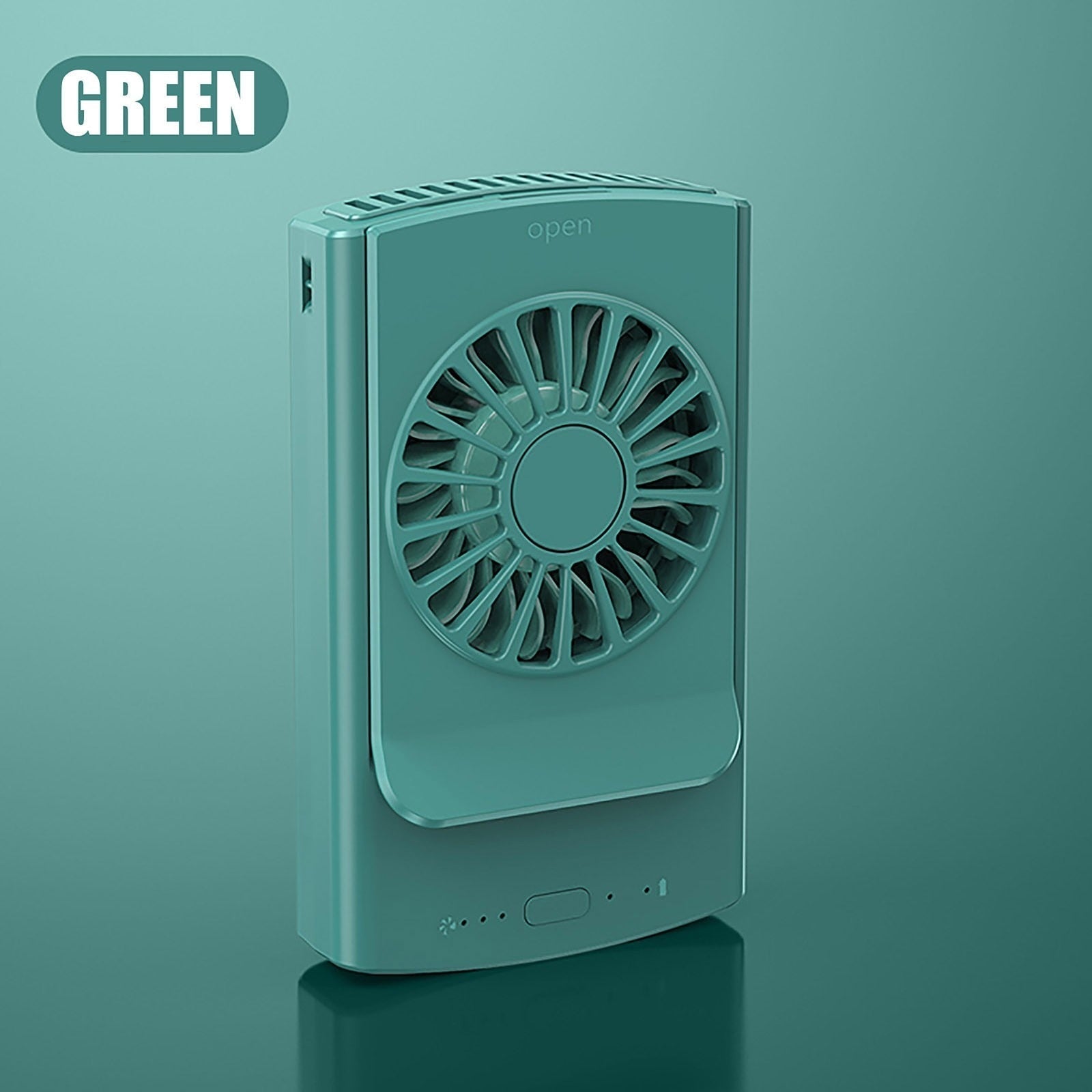 Ventilateur de taille mains libres présenté sous différents angles