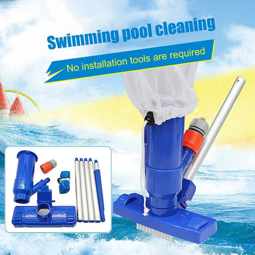 Set d'aspirateur sous-marin pour piscine et étang en utilisation