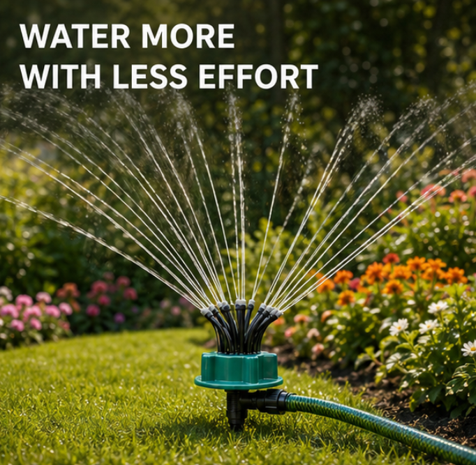 Système d'arrosage Hydrava diffusant l'eau en rotation à 360°
