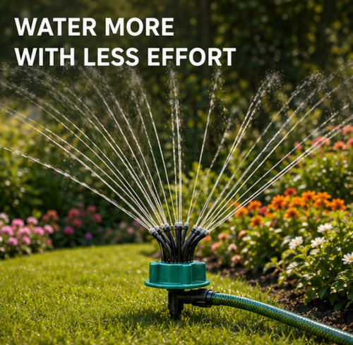 Système d'arrosage Hydrava diffusant l'eau en rotation à 360°