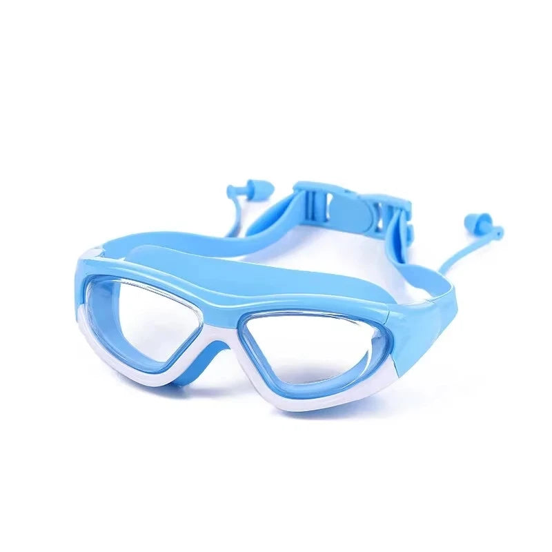 Lunettes de natation enfant | Large verre anti-buée | Joint en silicone et bouchons d'oreille | Sangle réglable