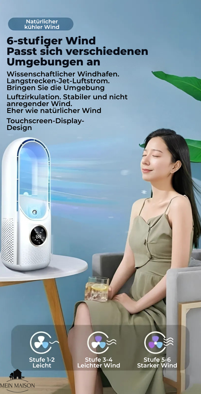 Climatiseur de table | Ventilateur USB sans pales | Réservoir d'eau 100 ml & vitesses réglables | Fonctionnement silencieux