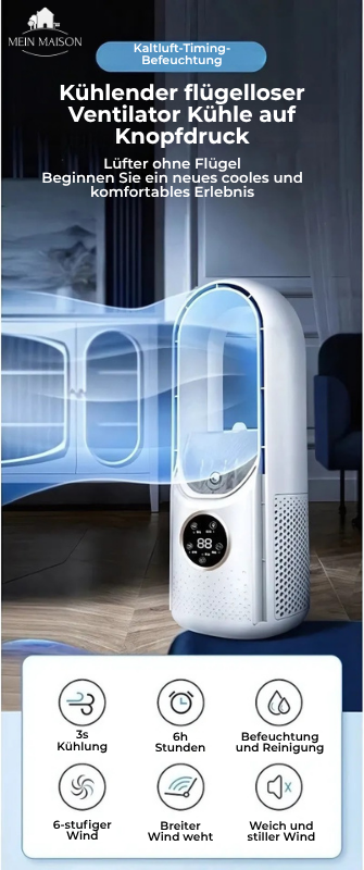 Climatiseur de table | Ventilateur USB sans pales | Réservoir d'eau 100 ml & vitesses réglables | Fonctionnement silencieux