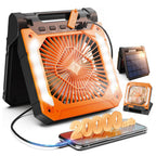 Ventilateur de camping sans fil | Lanterne LED rechargeable solaire et USB | Autonomie jusqu'à 58h