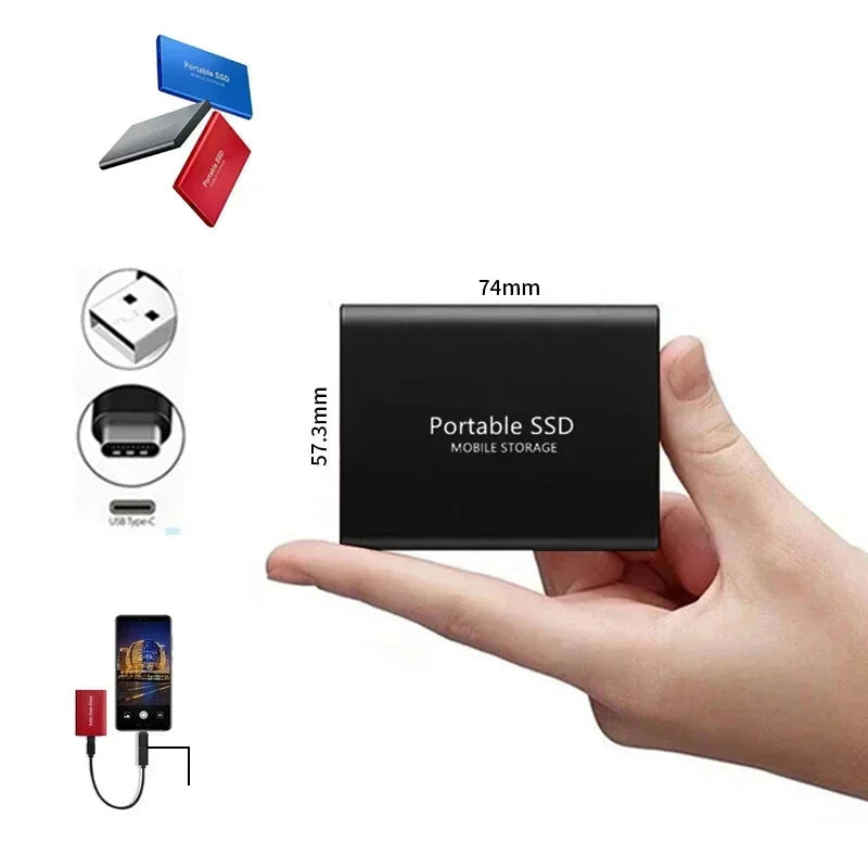SSD Externe Portable | Jusqu'à 1000 Mo/s | USB-C Plug & Play | Design Compact Résistant aux Chocs