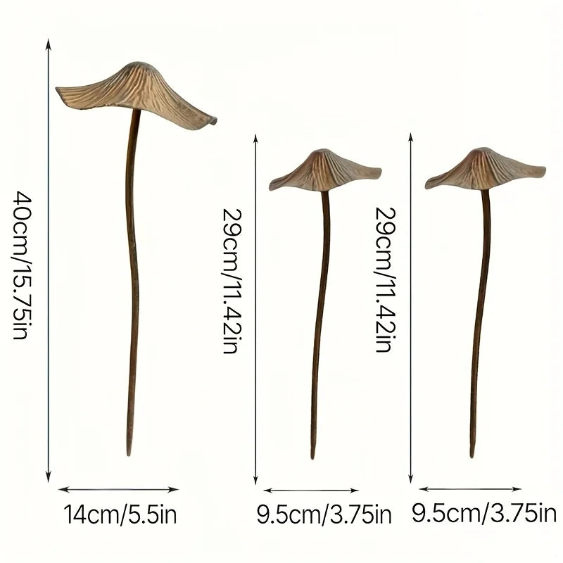 Lot de champignons décoratifs en métal pour terrasse ou balcon