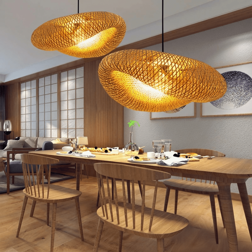 Suspension en bambou LumiBamboo – Lumière naturelle