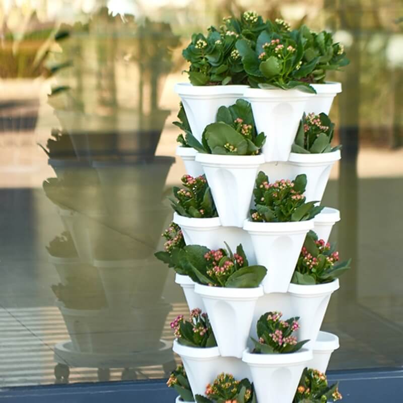 Tour de Plantes Verticale | Design Empilable à 4 Niveaux | Irrigation Intégrée | Gain de Place