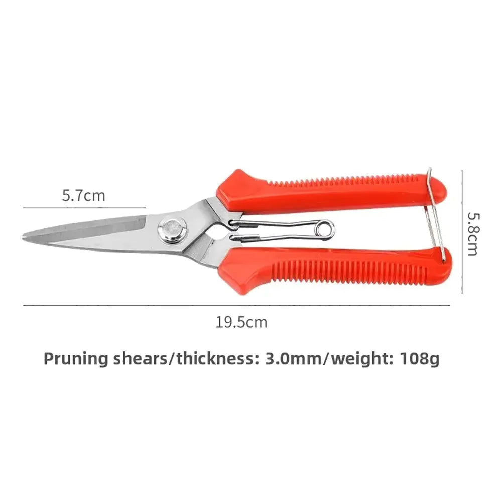Sécateur de Jardinage | Tête Droite | Lame en Acier Inoxydable, 19 cm | Poignée Ergonomique Antidérapante