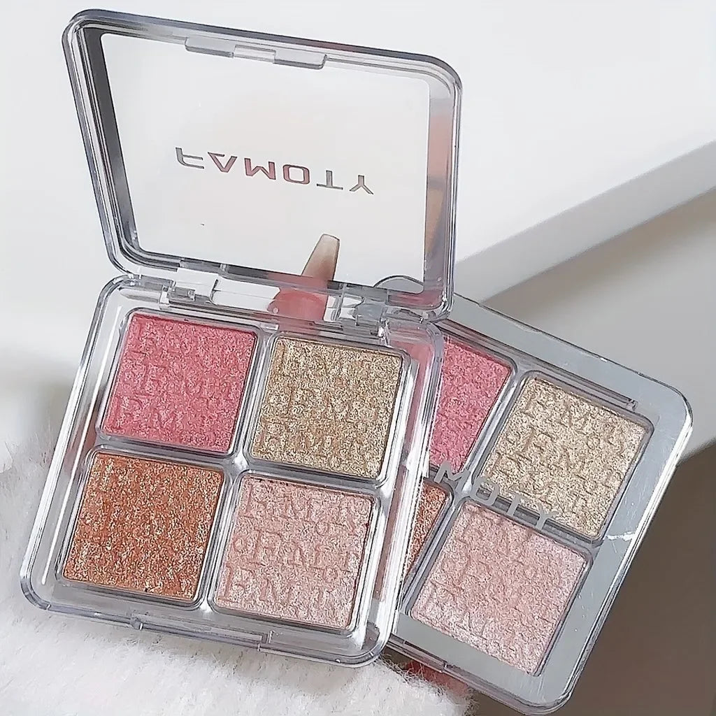 Palette d'enlumineurs pour le visage | 4 couleurs nacrées cuites | Résistante à l'eau | Éclat naturel