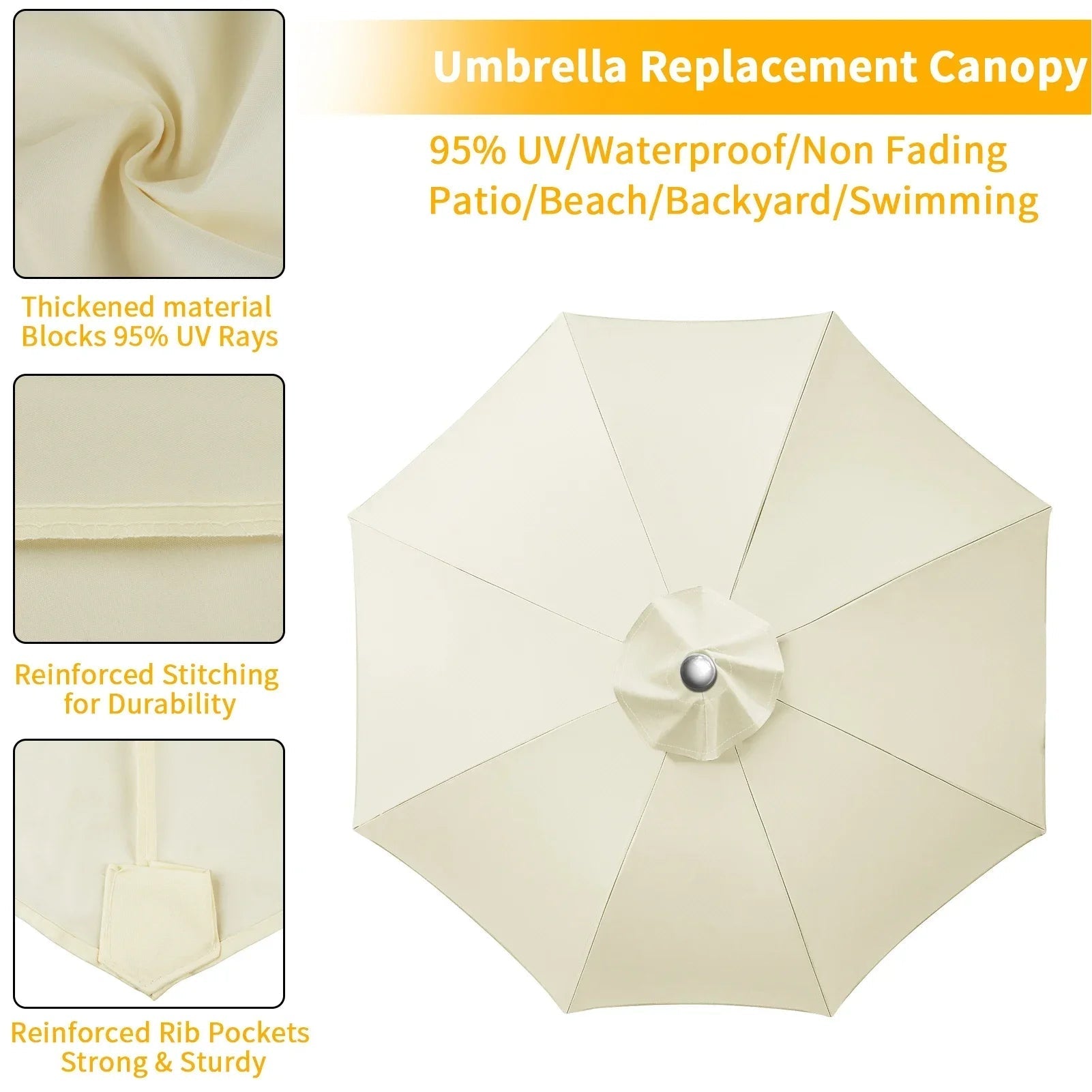 Toile de parasol de remplacement | Design ventilé et imperméable | Polyester