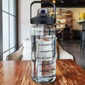 Bouteille d'eau pour adultes | 2L à large ouverture avec paille intégrée | Marquage temporel | Sports de plein air
