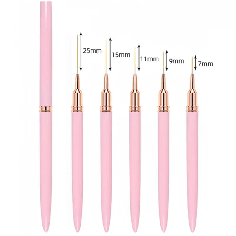 Set de pinceaux pour nail art | Pinceaux liner de précision | Lot de 5 tailles assorties | Finition professionnelle