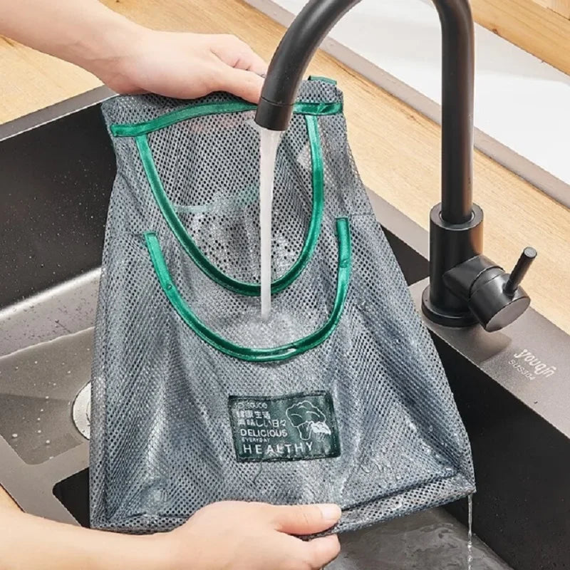 Sac suspendu de cuisine pour produits frais | Filet respirant réutilisable | Rangement gain de place pour fruits et légumes