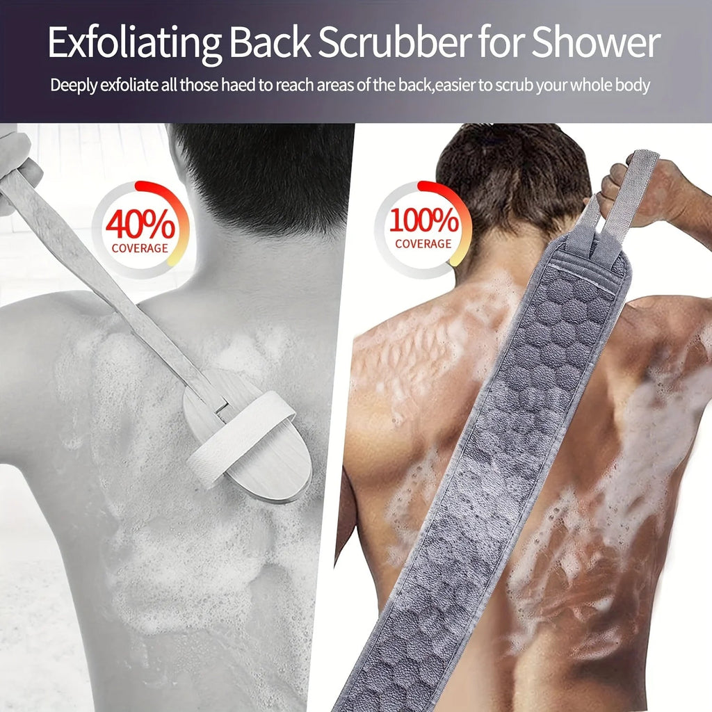 Ensemble Gommant pour le Corps | Nettoyage en Profondeur | Brosse pour le Dos, Gant de Bain et Luffa | Matériaux Naturels