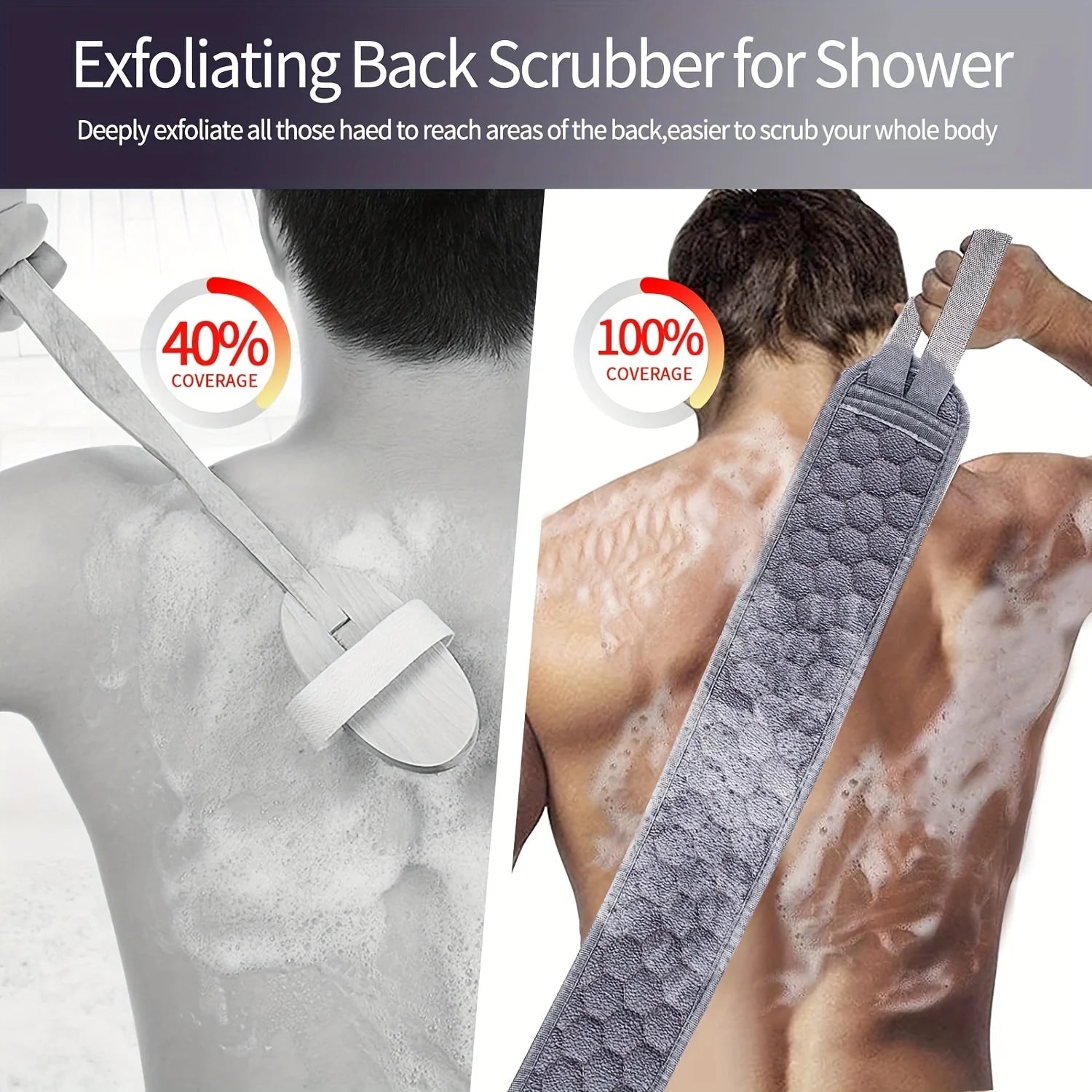 Ensemble Gommant pour le Corps | Nettoyage en Profondeur | Brosse pour le Dos, Gant de Bain et Luffa | Matériaux Naturels