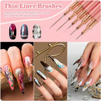 Set de pinceaux pour nail art | Pinceaux liner de précision | Lot de 5 tailles assorties | Finition professionnelle